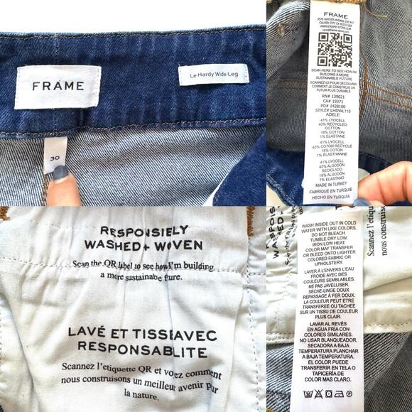 FRAME Denim Women’s Le Hardy High Rise Wide Leg Jeans in Adele - Picture 3 of 13